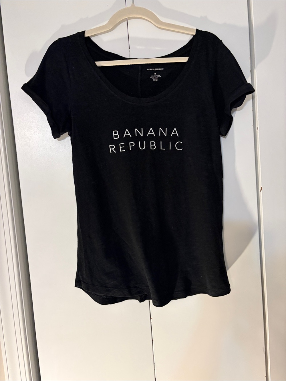 Banana Republic Black Short-Sleeve Logo Tee